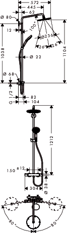 hg raindance select showerpipe 240 ecosmart 27116000 afbeelding 3