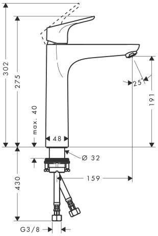 hansgrohe focus eengreeps highriser wastafelmengkr 31518000 chroom zonder wastegarnituur afbeelding 3
