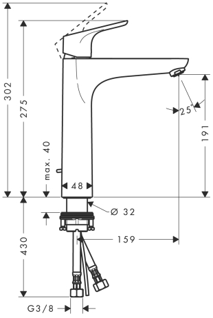 hansgrohe focus eengreeps highriser wastafelmengkr 31608000 chroom incl.wastegarnituur afbeelding 3