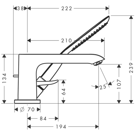 hansgrohe metris afbouwdeel 3gats badrandmengkraan 31190000 chroom afbeelding 3