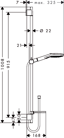 hg raindance sel.120/unica s puro glijst.set 90cm 26621400 wit/chroom afbeelding 3