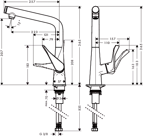 hansgrohe metris select keukenmengkraan chroom
