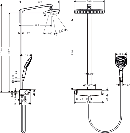 hansgrohe raindance select e360 1j sp ecosm w/c afbeelding 1