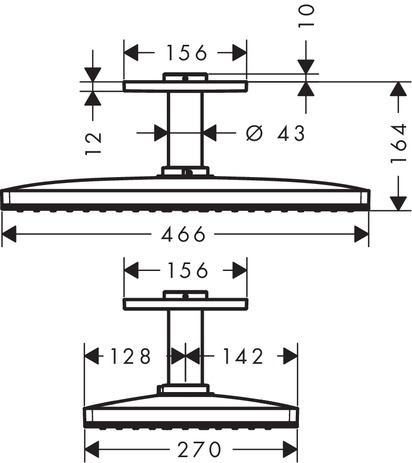 ax hoofddouche 460 1jet plafond chr afbeelding 2