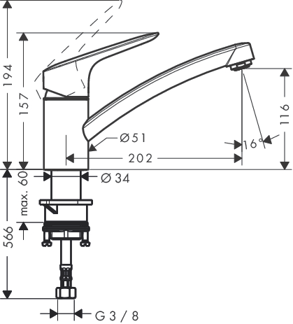 hansgrohe logis 1greeps kmk 120 chroom afbeelding 3