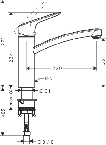 hansgrohe logis 160 1gr kmk chroom