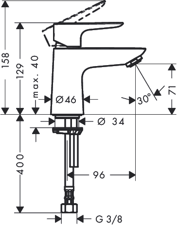 hansgrohe talis e eengreeps toiletkraan 80 chr afbeelding 3