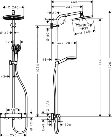 hansgrohe crometta s 240 1jet showerpipe afbeelding 2