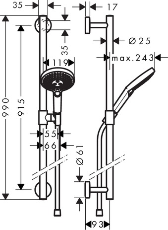 hansgrohe raindance select s 120 doucheset 90cm afbeelding 2