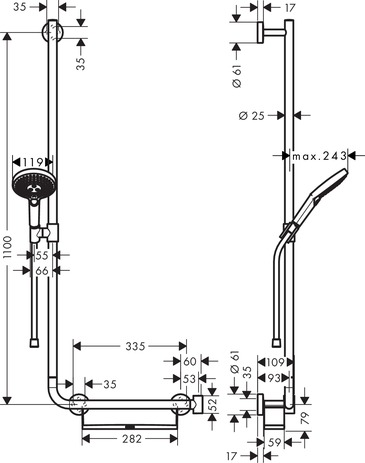 hansgrohe raindance select s 120/unicacomfort 110 mm l doucheset chroom afbeelding 1