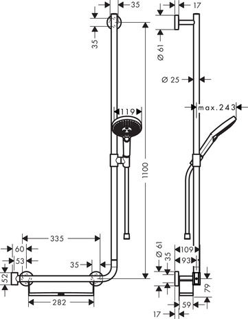 hansgrohe raindance select s 120/unicacomfort doucheset 110 mm r chroom afbeelding 1