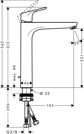 hansgrohe focus wtm 230 zonder waste chr afbeelding 2