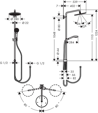 hansgrohe croma select s 280 shp reno chroom afbeelding 2