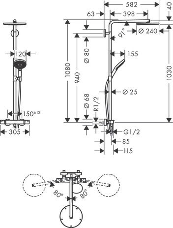 hg raindance select s 240 1j powderrain showerpipe afbeelding 2