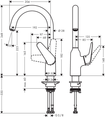hg m42 m421-h220 eengreeps keukenmengkraan chroom afbeelding 2