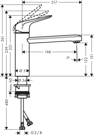 hg m42 m4221-h120 eengreeps keukenmengkraan coolstart ecoclick chroom afbeelding 1