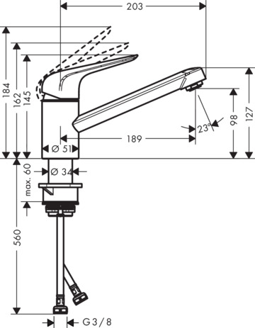 hg m42 m4221-h100 eengreeps keukenmengkraan coolstart ecoclick afbeelding 2