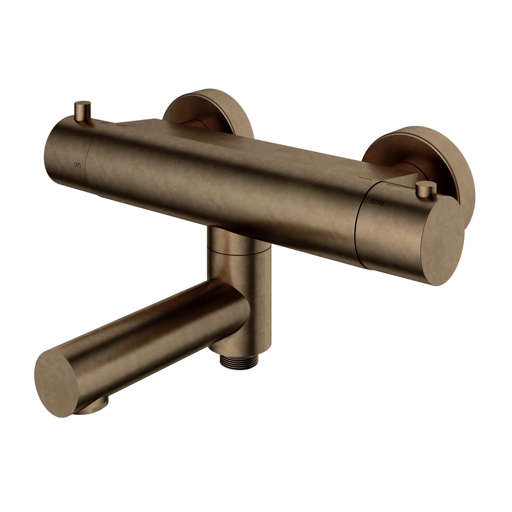 Hotbath thermostatische badmengkraan met wegdraaibare omstel uitloop verouderd messing afbeelding 2