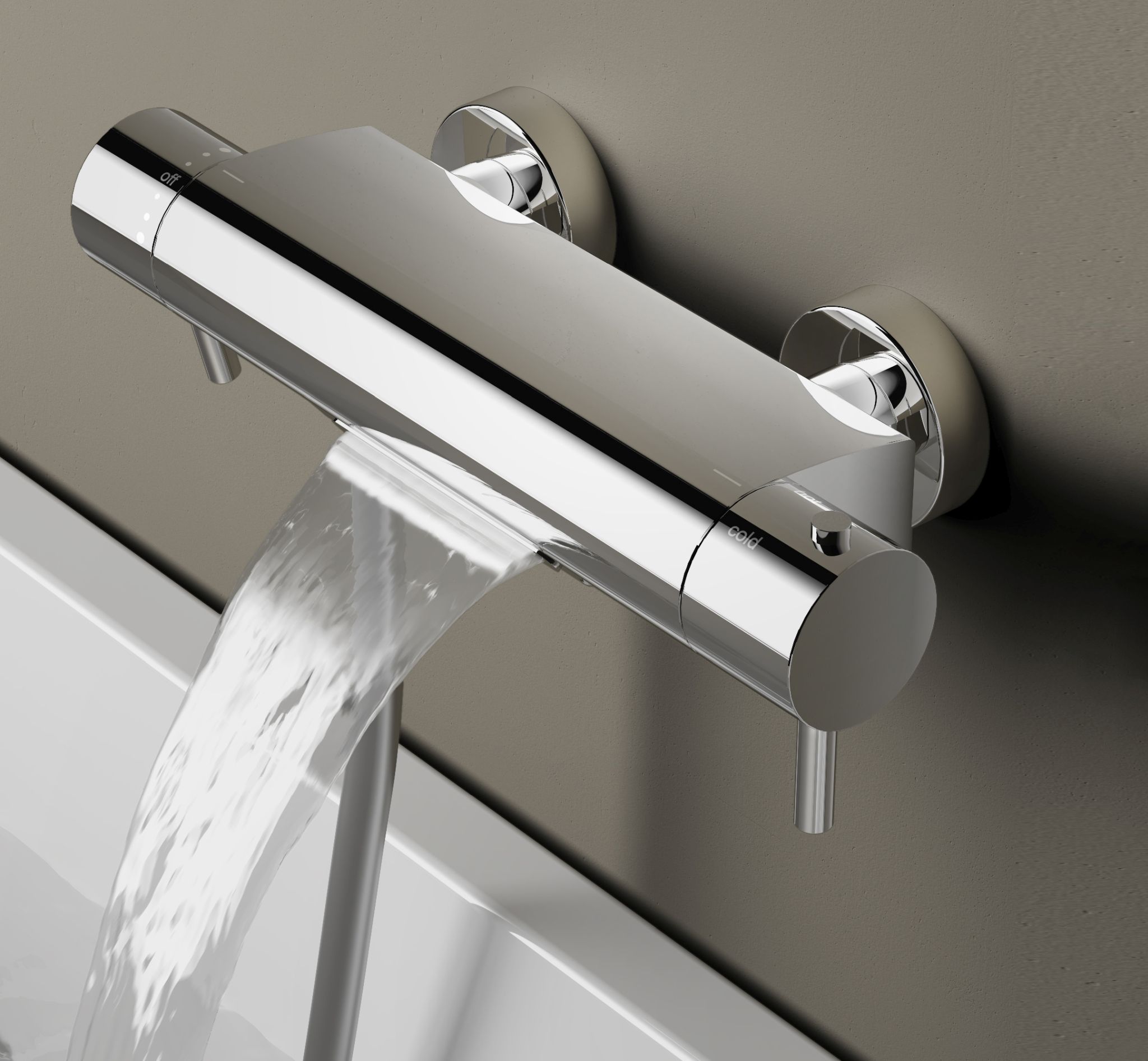 Hotbath buddy 021 thermost.badmengkraan opbouw chroom cascade uitloop (waterval)