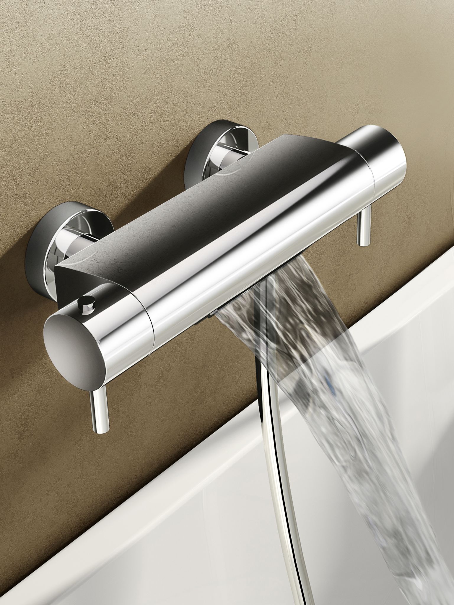 Hotbath buddy 021 thermost.badmengkraan opbouw chroom cascade uitloop (waterval)