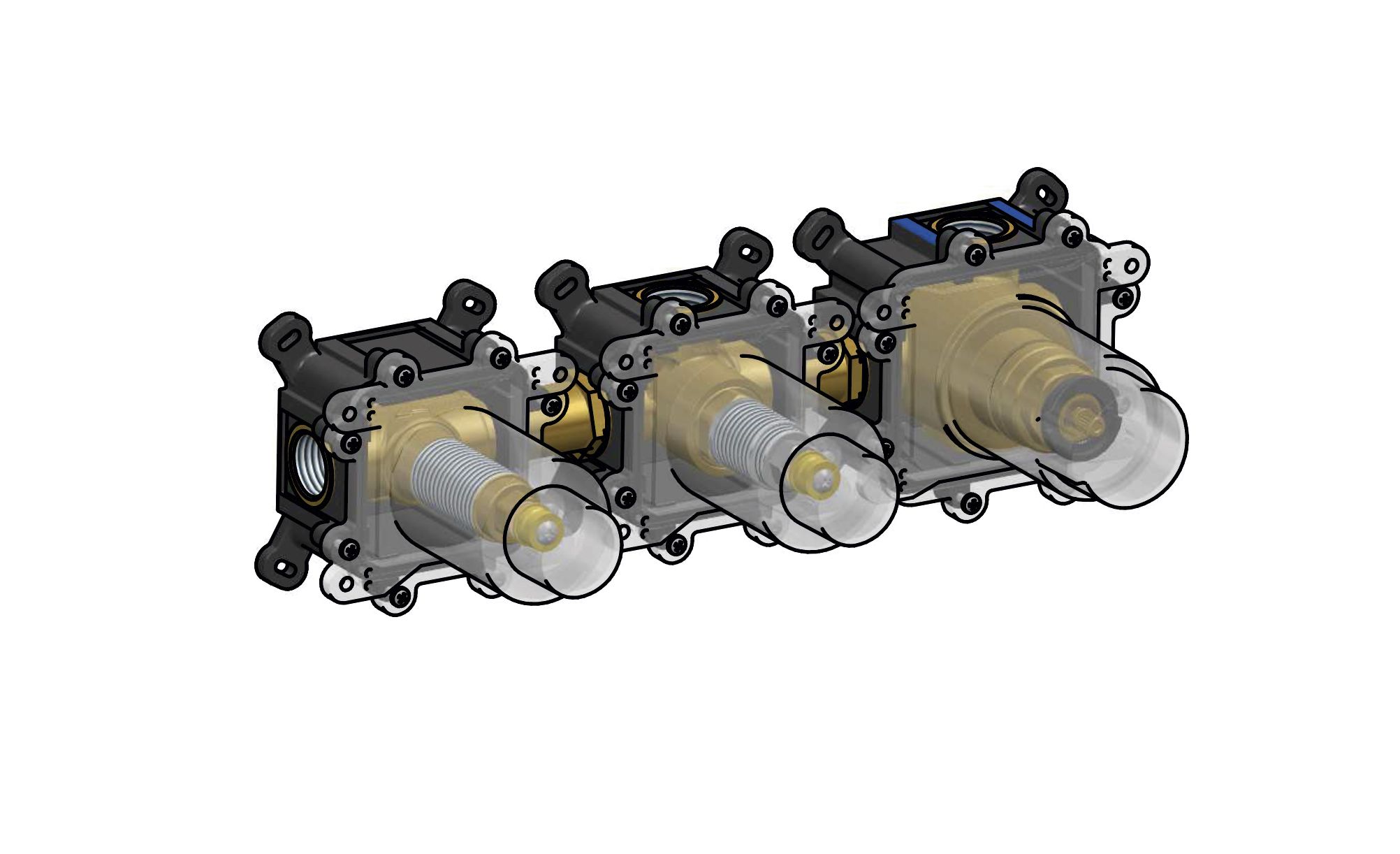 Hotbath inbouwdeel douche thermostaat met 2 stopkranen horizontale plaatsing afbeelding 1