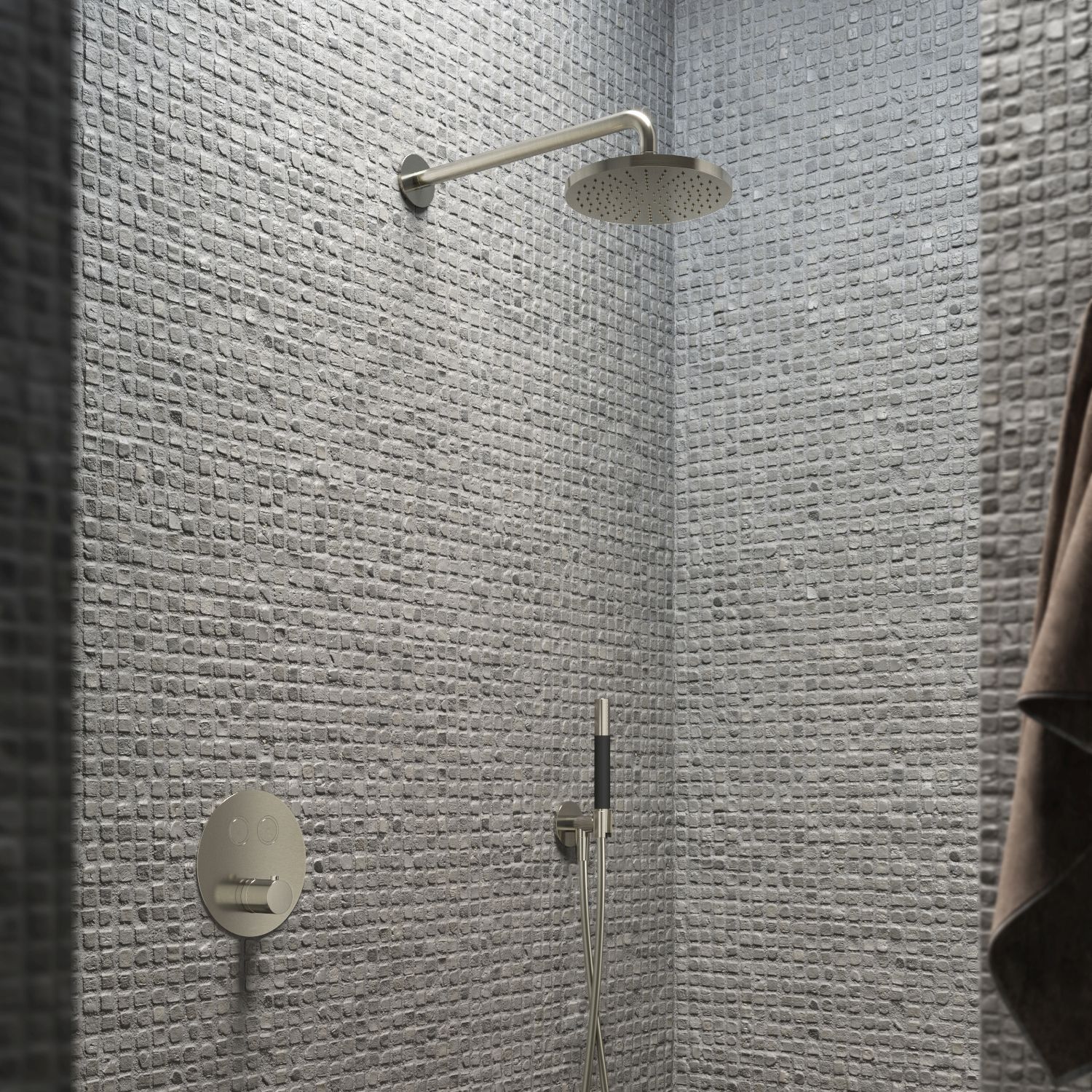 Hotbath complete thermostatische douche inbouwset cobber met 2 pusHotbathuttons afbeelding 5