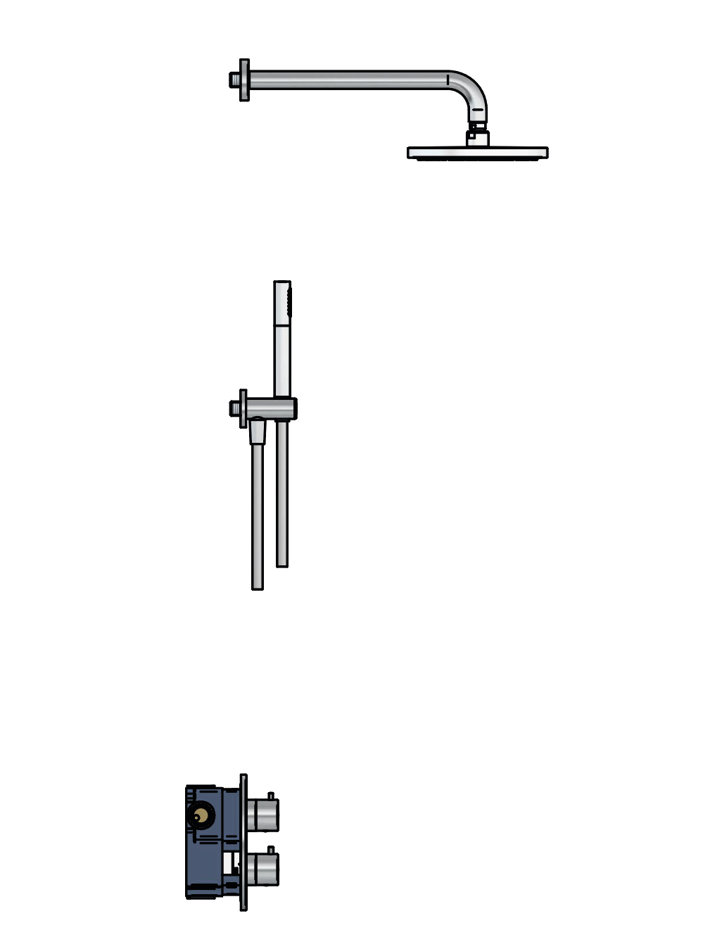Hotbath ibs1a complete therm.douche inbouwset met staafhandd.. wandarm hoofdd.200mm afbeelding 4