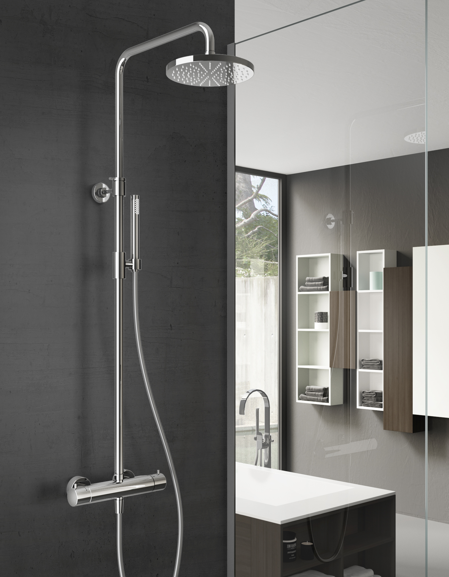 Hotbath sds1 thermostatische stortdoucheset chroom met staafhanddouche afbeelding 1
