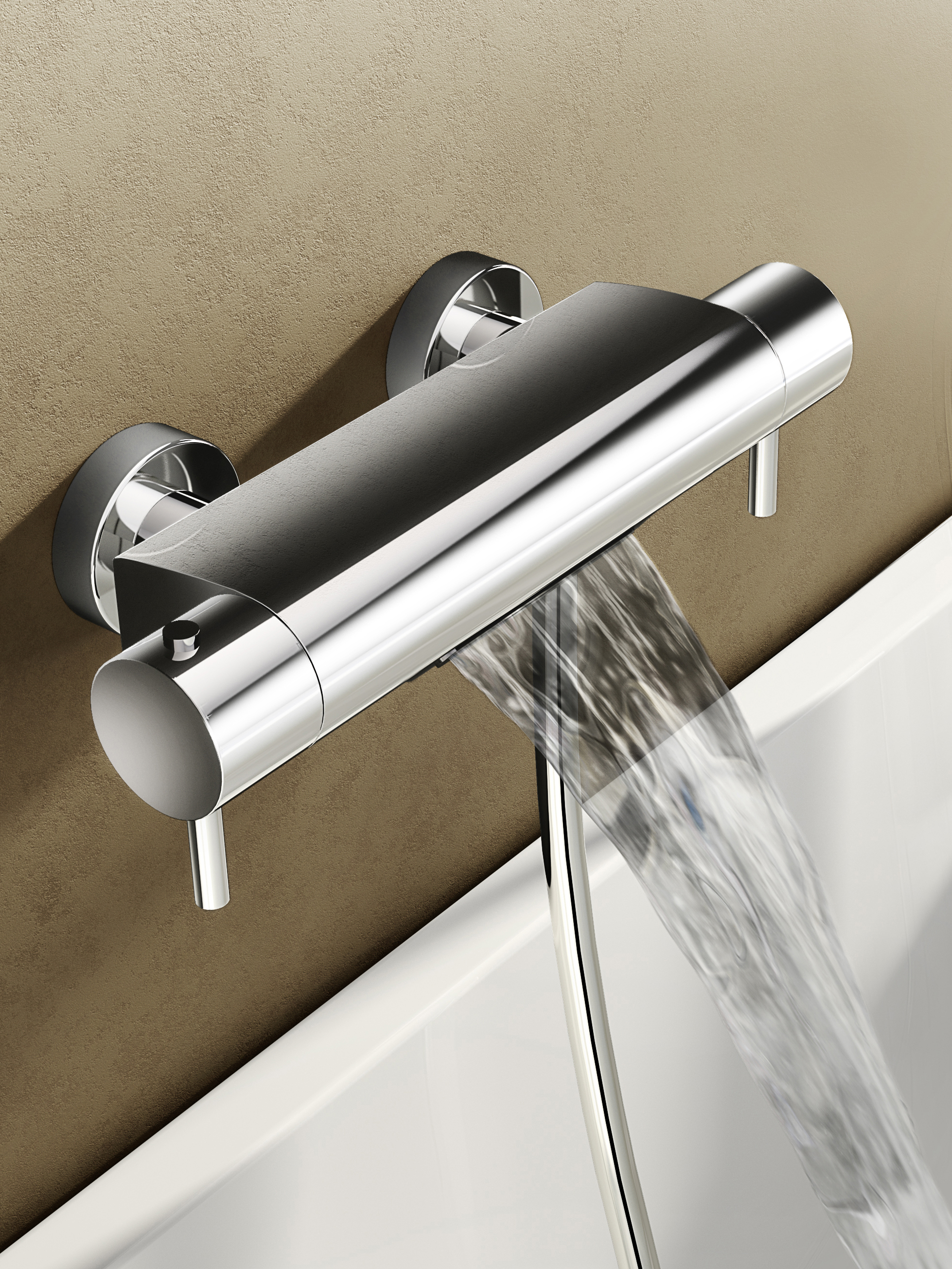 Hotbath buddy 021 thermost.badmengkraan opbouw chroom cascade uitloop (waterval)