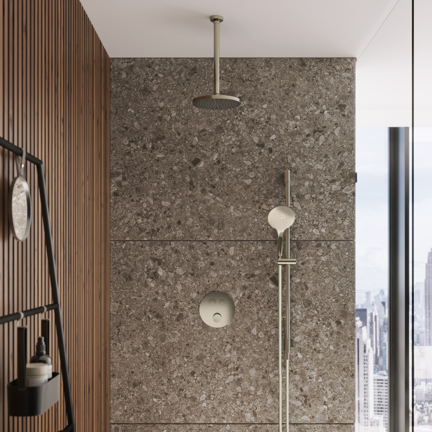 Hotbath complete thermostatische douche inbouwset cobber met 2 pusHotbathuttons afbeelding 3