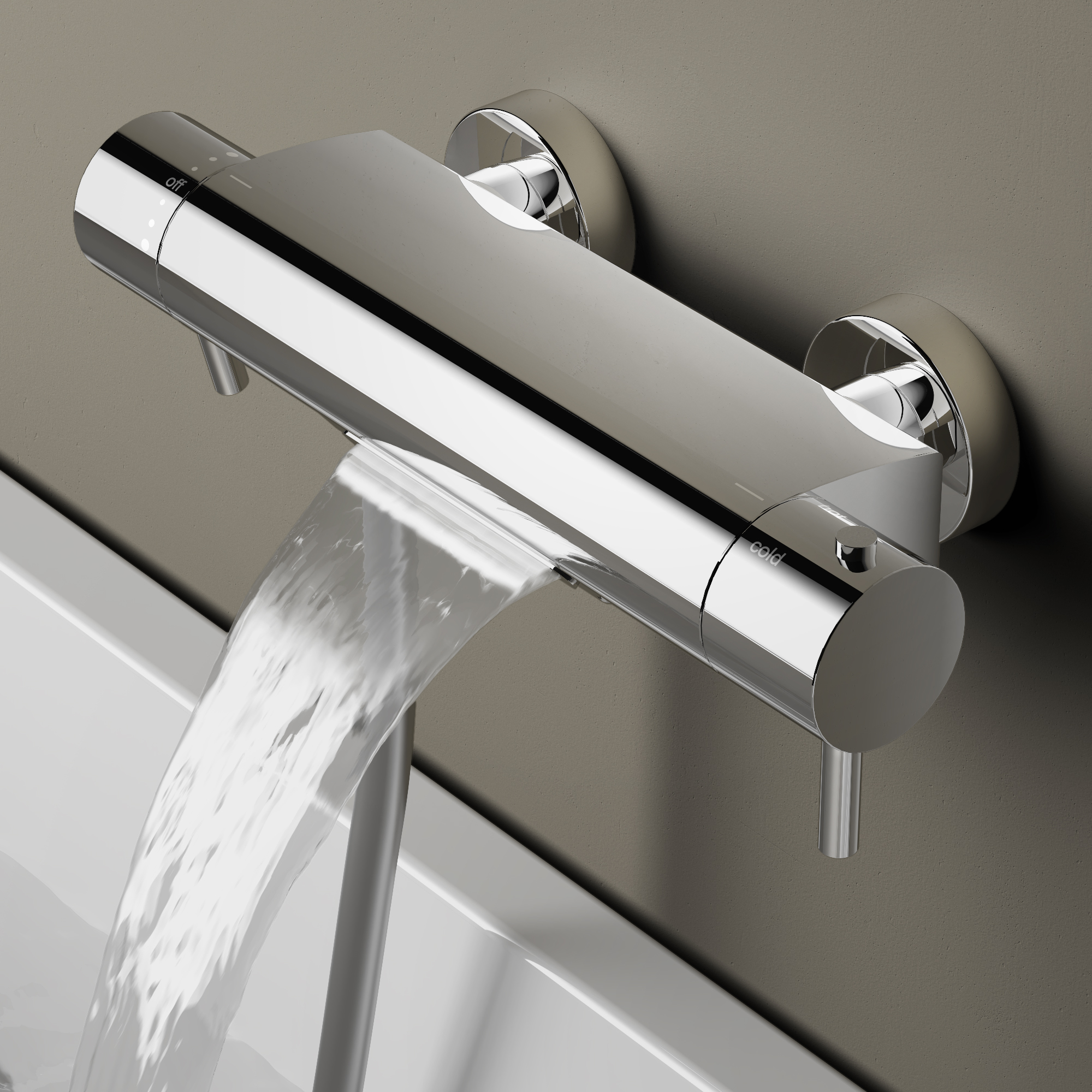 Hotbath buddy 021 thermost.badmengkraan opbouw chroom cascade uitloop (waterval)