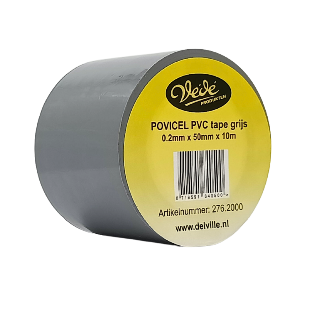 pvc tape 50 mm x 0.2 grijs rol a 10mtr