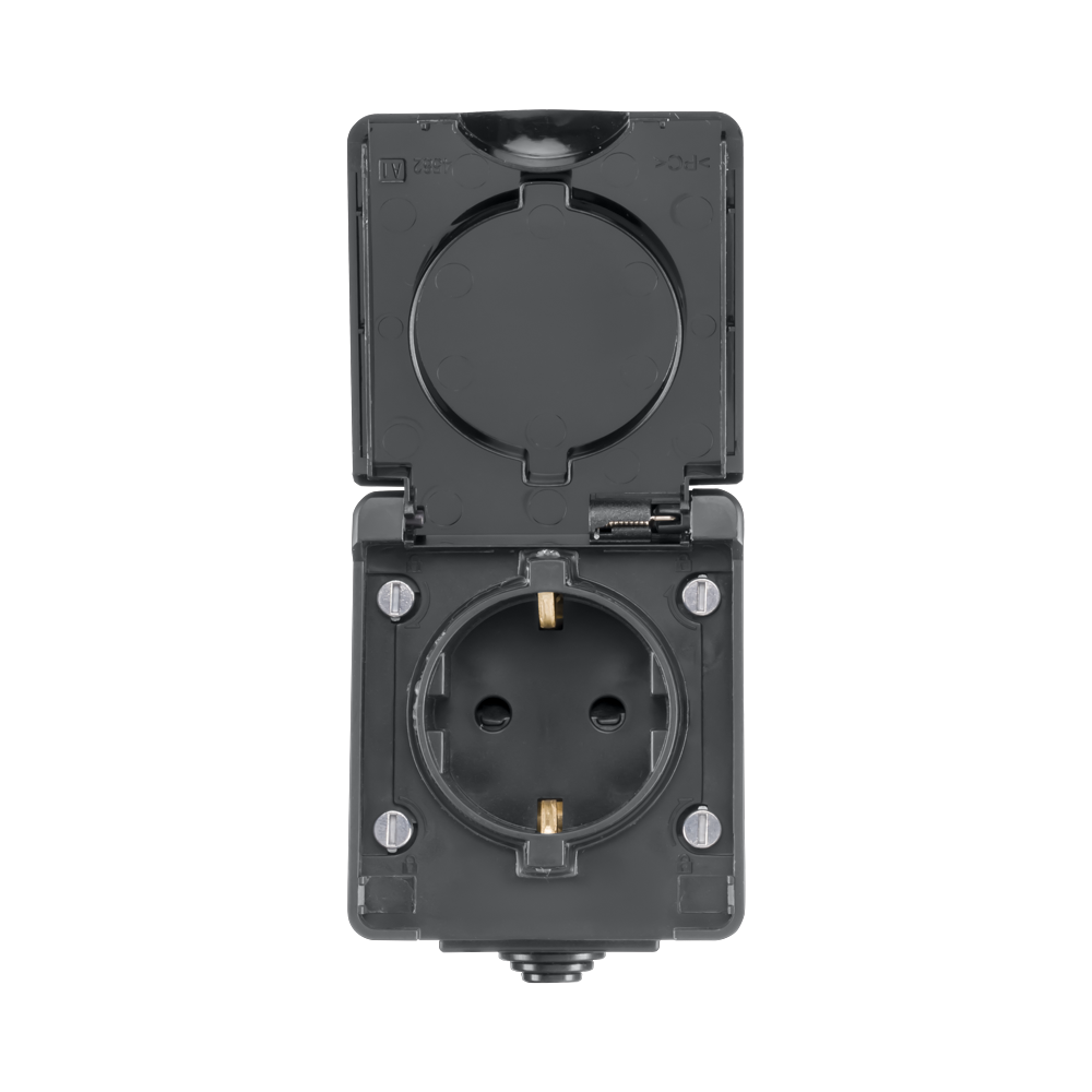 ION Opbouw Wandcontactdoos IP55 Zwart afbeelding 2