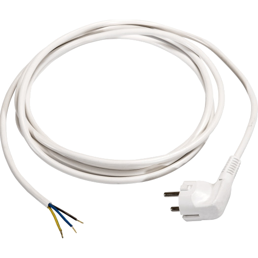 Aansluitsnoer 70ºC H03VV-F 3G0,75 wit 2m