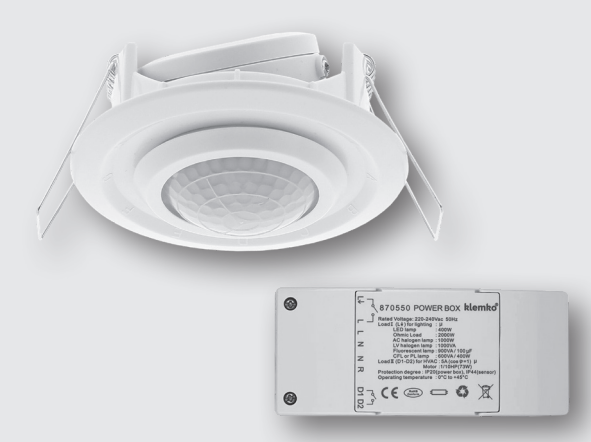 Klemko 870550 Aanwezigheiddetector plafond Inbouw PIR LED max 400VA