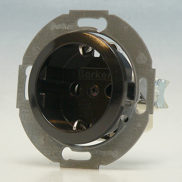 Berker serie 1930/glasserie/palazzo wandcontactdoos met randaarde zwart (474521) afbeelding 2