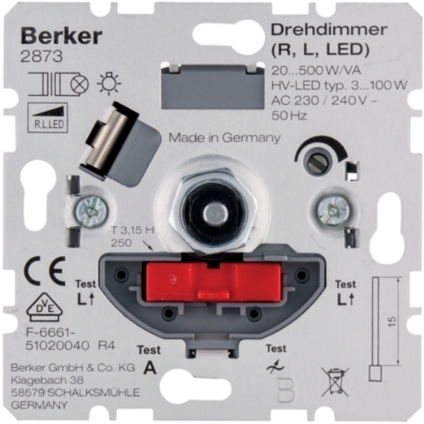 BERKER 2873 DIMMER 20-500W GL/HV/LED CONV
