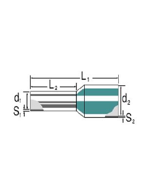 WEIDMULLER H0.75/14D GR ADEREINDHULS 0.75MM2 GS L= afbeelding 2