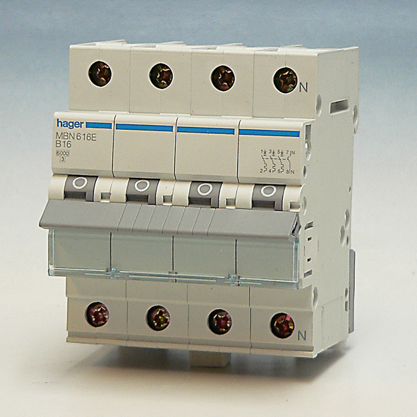 Hager Installatieautomaat 3-P+N B16A 6kA MBN616E