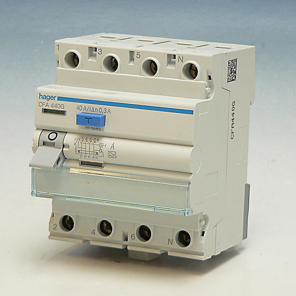 Hager Aardlekschakelaar 4-P 40A 300mA klasse A CFA440G afbeelding 2