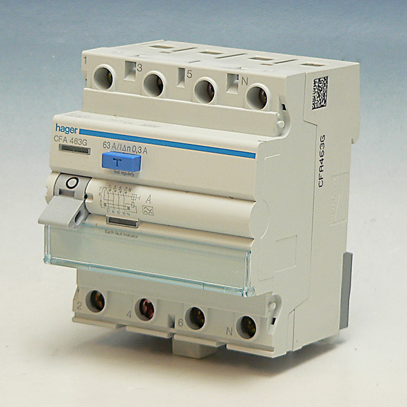 Hager Aardlekschakelaar 4-P 63A 300mA klasse A CFA463G afbeelding 2
