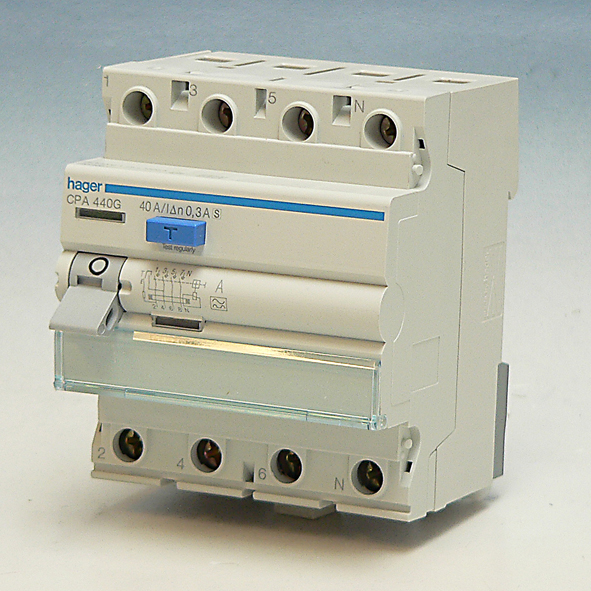 Hager Aardlekschakelaar 4-P 40A 300mA klasse A selectief CPA440G afbeelding 2