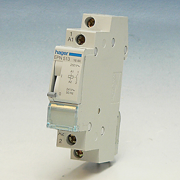 Hager Impulsrelais 1m 24VAC/12VDC/16A, voeding 250VAC EPN513 afbeelding 2