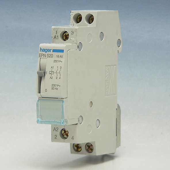 Hager Impulsrelais 2m 230VAC/110VDC/16A, voeding 250VAC EPN520 afbeelding 2