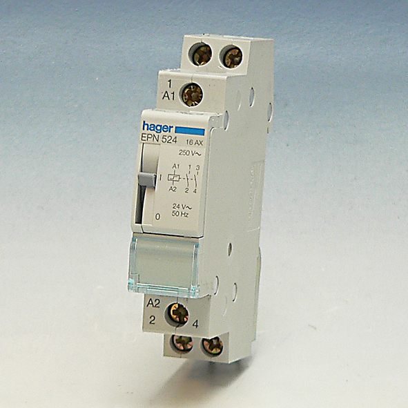 Hager Impulsrelais 2m 24VAC/12VDC/16A, voeding 250VAC EPN524 afbeelding 2