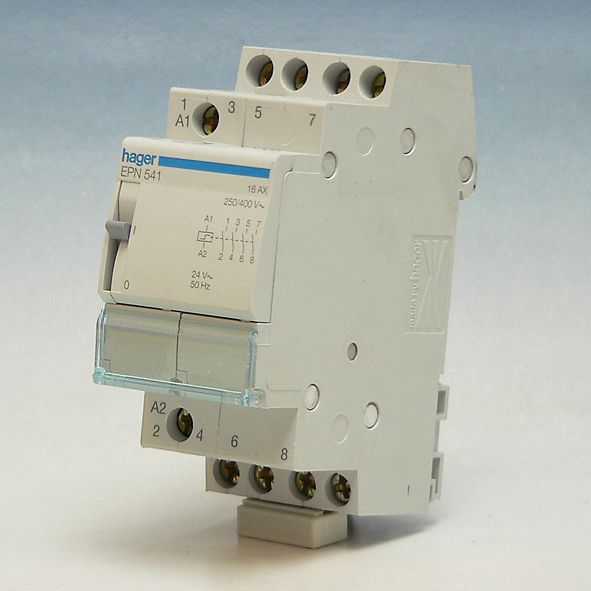 Hager Impulsrelais 4m 24VAC/12VDC/16A, voeding 250VAC EPN541 afbeelding 2
