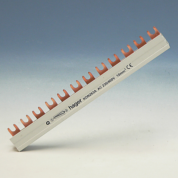 Hager Kamrail vork 6x2-polig 63A 10mm² KDN263A afbeelding 2
