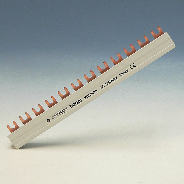 Hager Kamrail vork 4x3-polig 63A 10mm² KDN363A afbeelding 2
