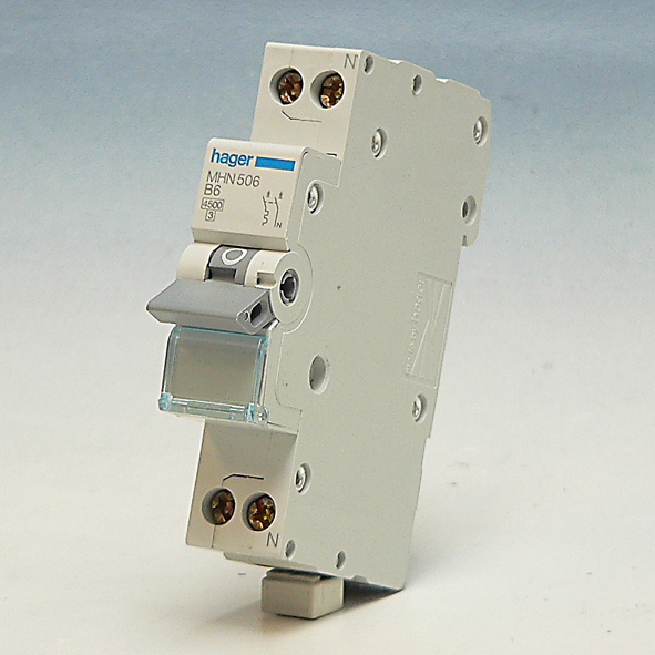 Hager Installatieautomaat 1-P+N B6A 4,5kA 1module MHN506 afbeelding 2