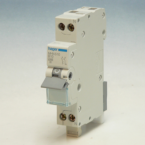 Hager Installatieautomaat 1-P+N B10A 4,5kA 1module MHN510 afbeelding 2